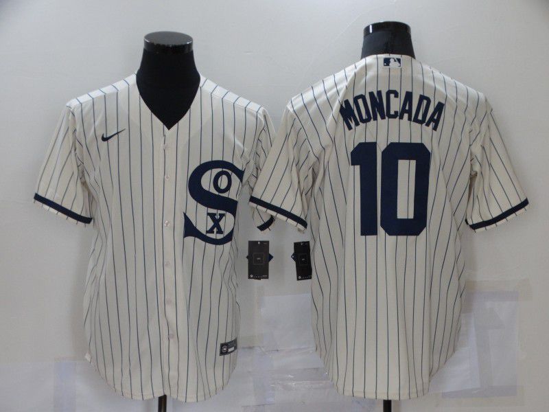 Men Chicago White Sox #10 Moncada Cream stripe Dream version Game Nike 2021 MLB Jerseys